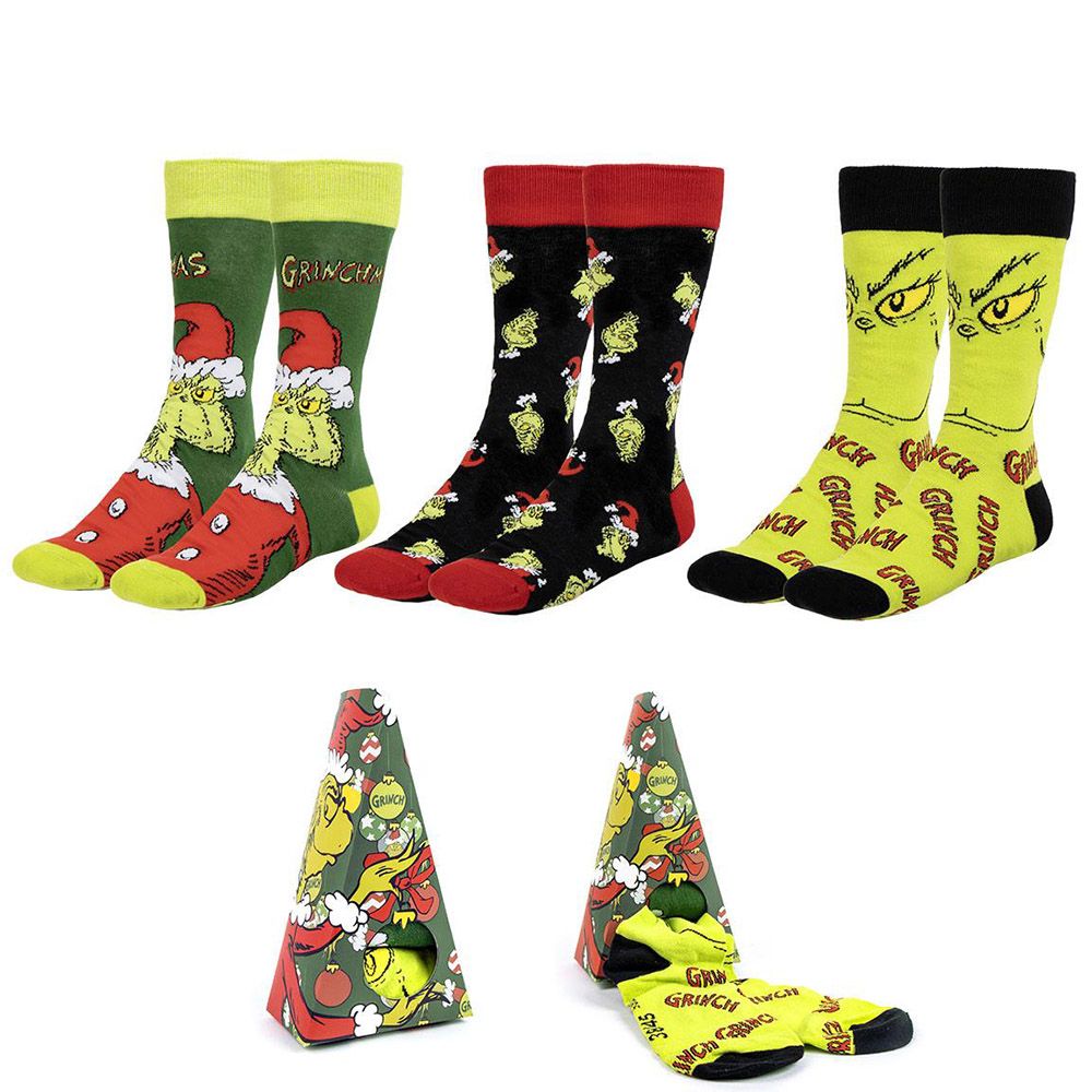 Mixed Cotton Socks GRINCH One Size 38/45 (3-pairs box)