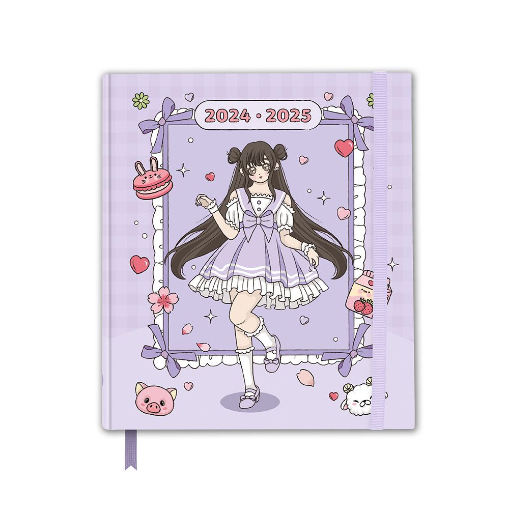 Hardcover School Daily Agenda 11 Months 2024/2025 14X16cm ANIME