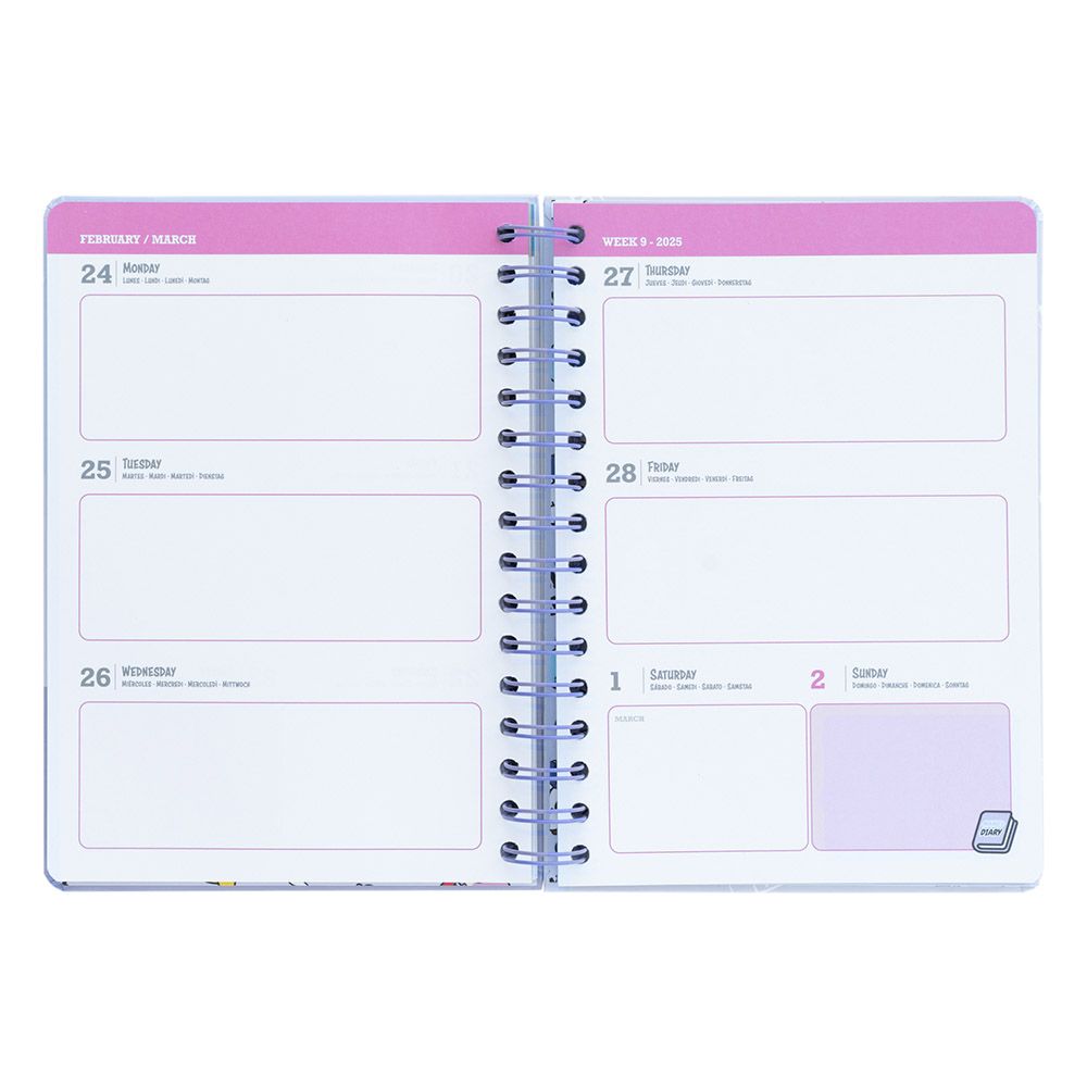 Hardcover Wire-O School Week to View Agenda 12 Months 2024/2025 15X21cm BT21