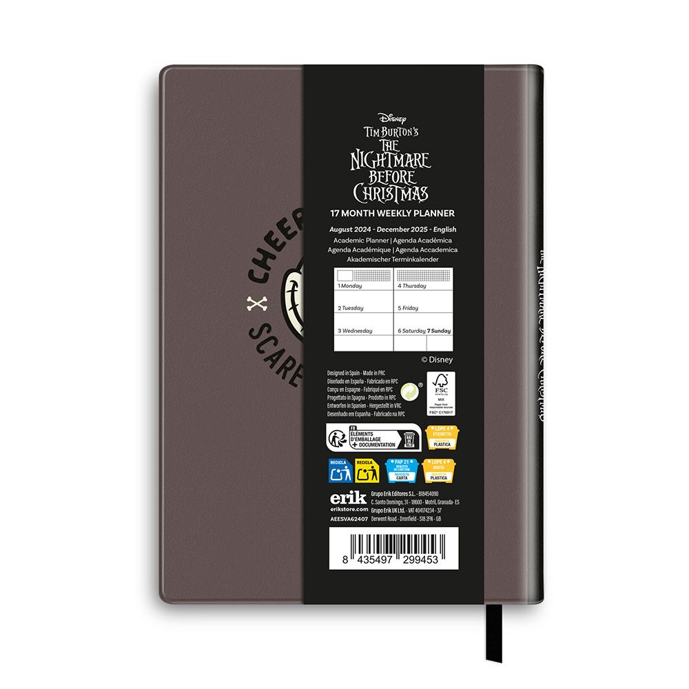 Academic Diary Week 2024/2025 17 Months 11x15,5cm DISNEY The Nightmare Before Christmas