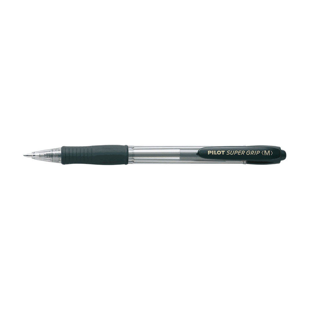 Ball pen 1.0mm PILOT SUPER GRIP Medium Black, Pack of 12pcs