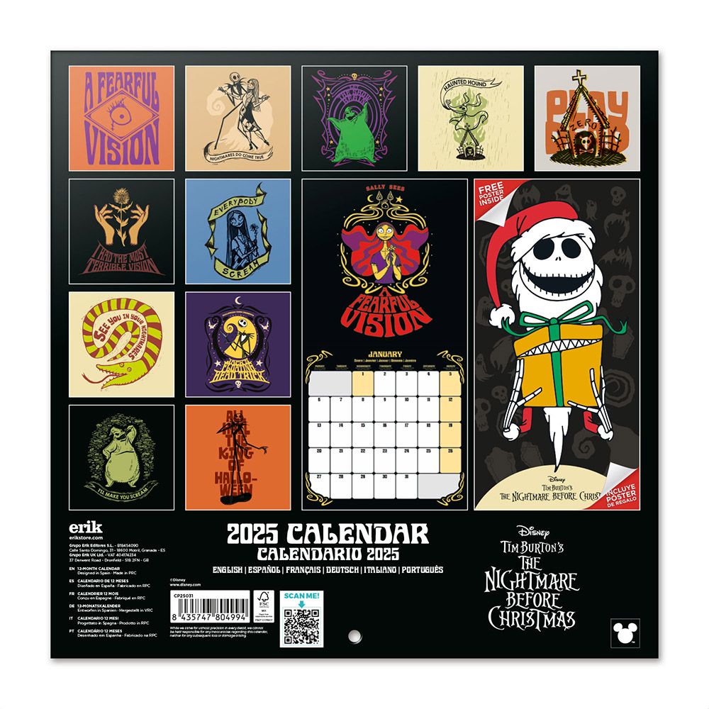 Wall Calendar 2025 30X30cm DISNEY The Nightmare Before Christmas