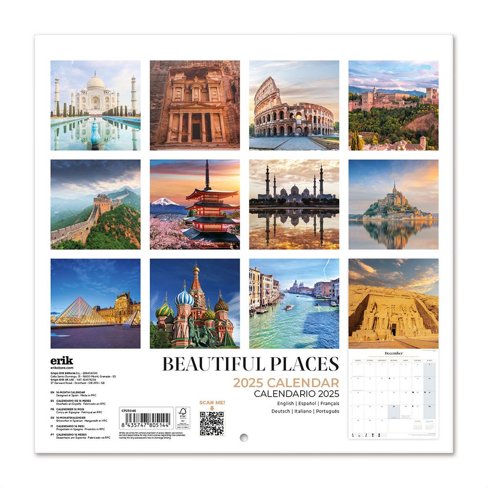 Wall Calendar 2025 30X30cm BEAUTIFUL PLACES