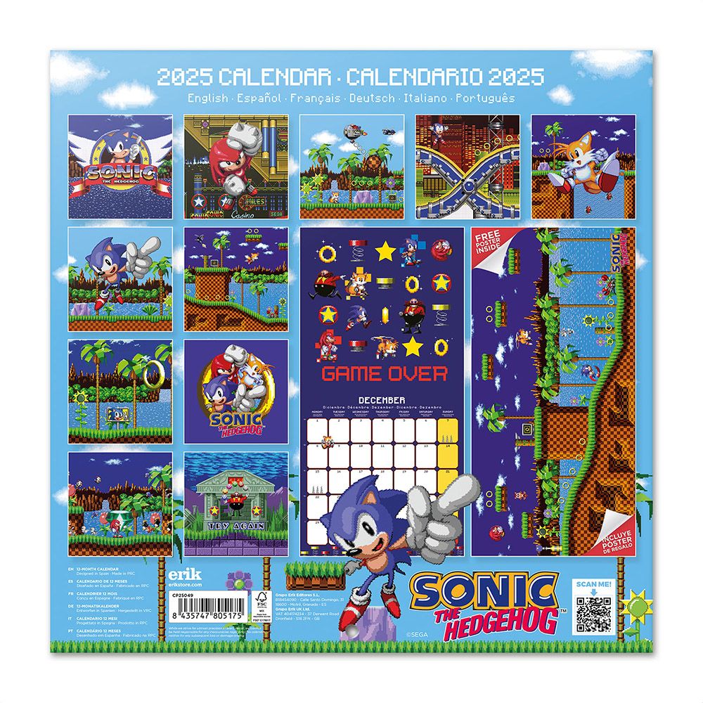 Wall Calendar 2025 30X30cm SONIC