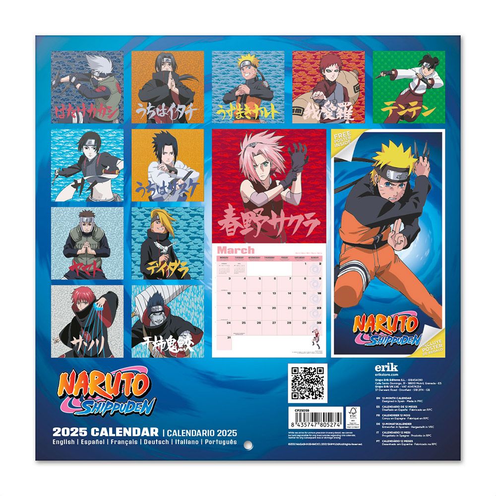 Wall Calendar 2025 30X30cm NARUTO