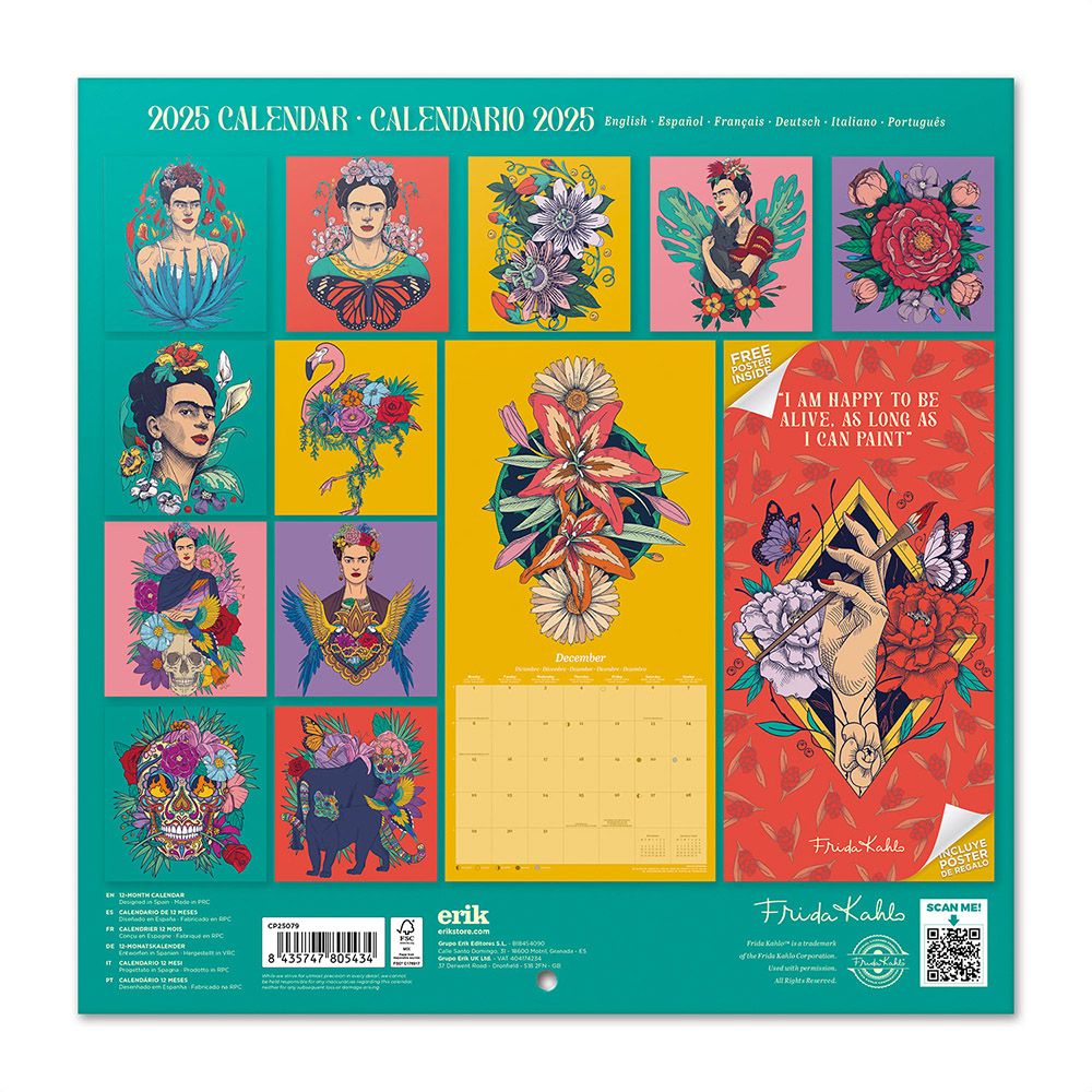 Wall Calendar 2025 30X30cm FRIDA KAHLO