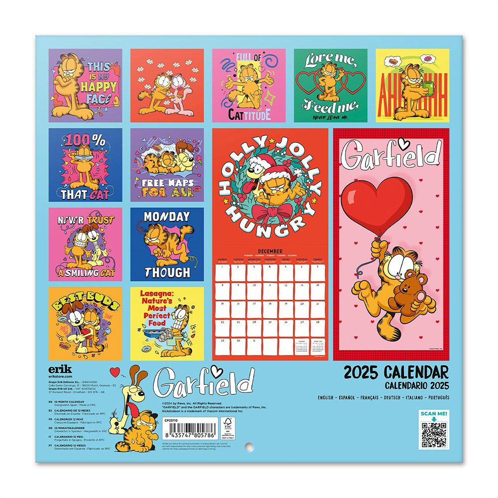 Wall Calendar 2025 30X30cm GARFIELD