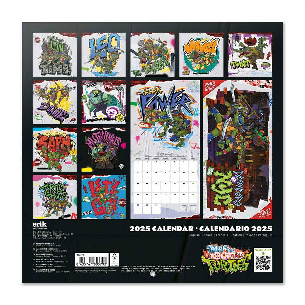 Wall Calendar 2025 30X30cm NINJA TURTLES (Anime Collection)