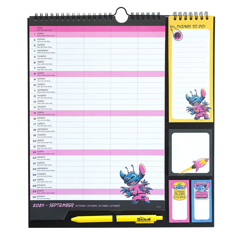 Wall Calendar/Planner 2024/2025 30X34cm DISNEY Lilo & Stitch