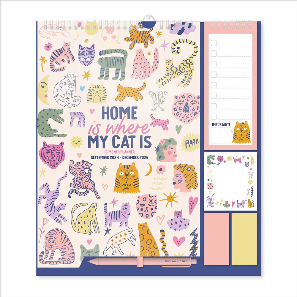 Wall Calendar/Planner 2024/2025 30X34cm HOME IS WHERE MY CAT IS