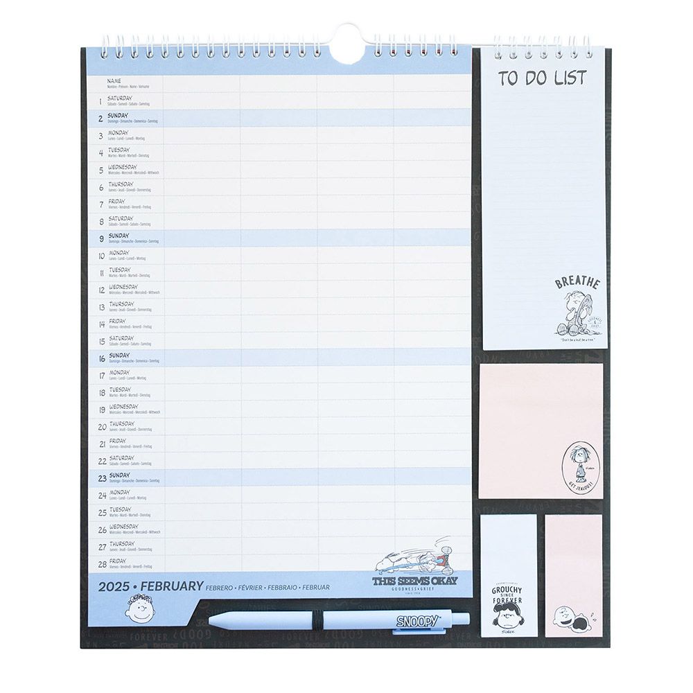 Wall Calendar/Planner 2024/2025 30X34cm SNOOPY