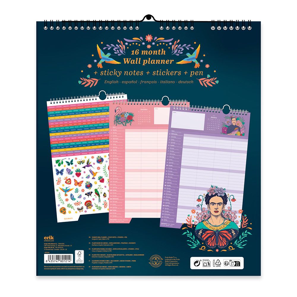 Wall Calendar/Planner 2024/2025 30X34cm FRIDA KAHLO