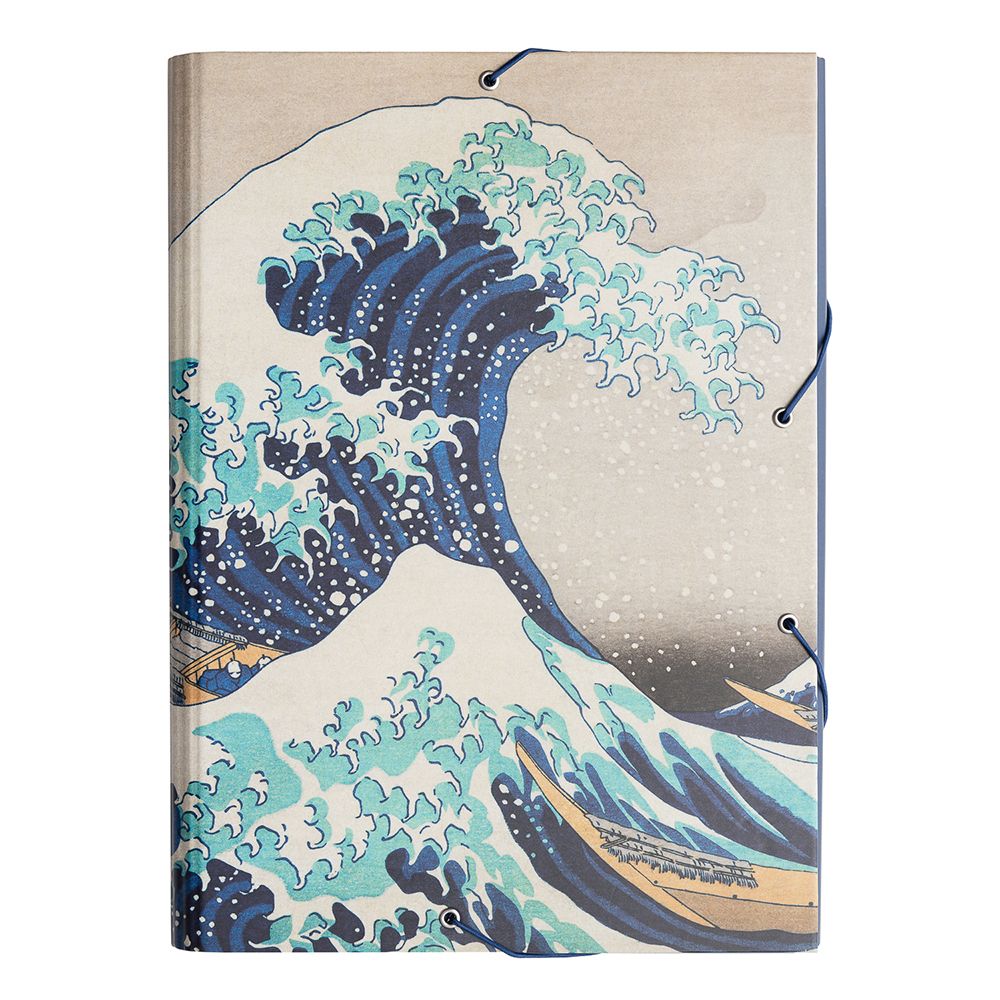 Κουτί σκληρό, 3cm ράχη, με Λάστιχο A4 HOKUSAI The Great Wave Off Kanagawa