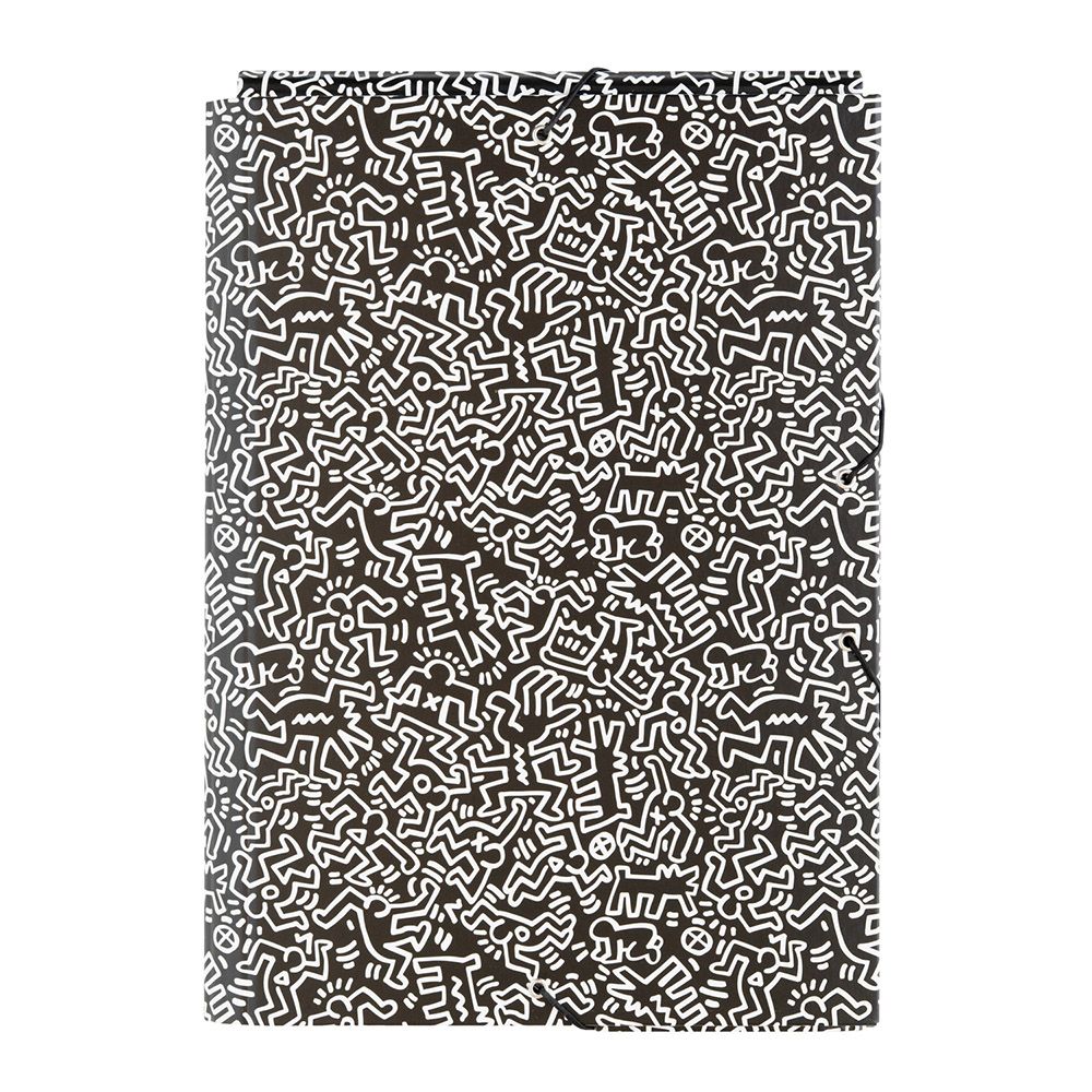 Κουτί σκληρό, 3cm ράχη, με Λάστιχο A4 KEITH HARING