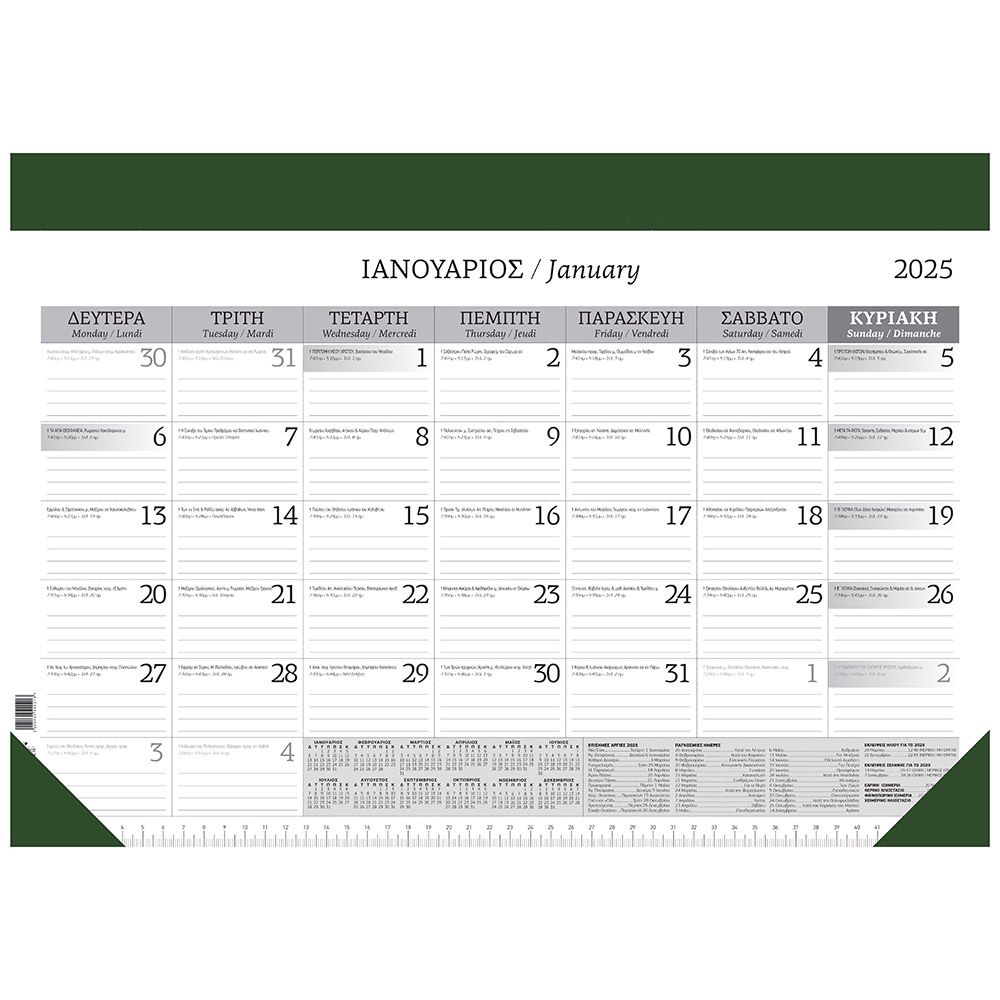 Monthly Planner 2025 49Χ34 12 sheets Green